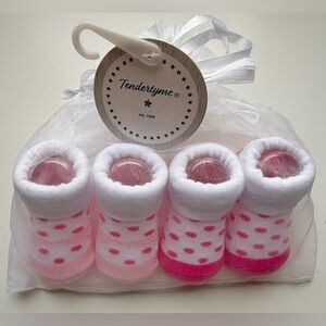Tenderlyme Baby Socks Set - Pink and White